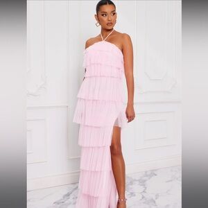 Tulle maxi pink dress